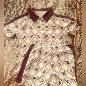 Kids' Cream and Brown Patterned Polo shirt Set size 7Y